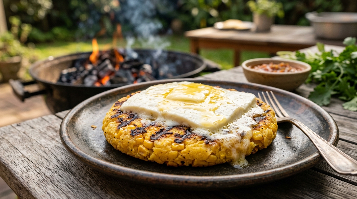 Arepa de chócolo con cuajada