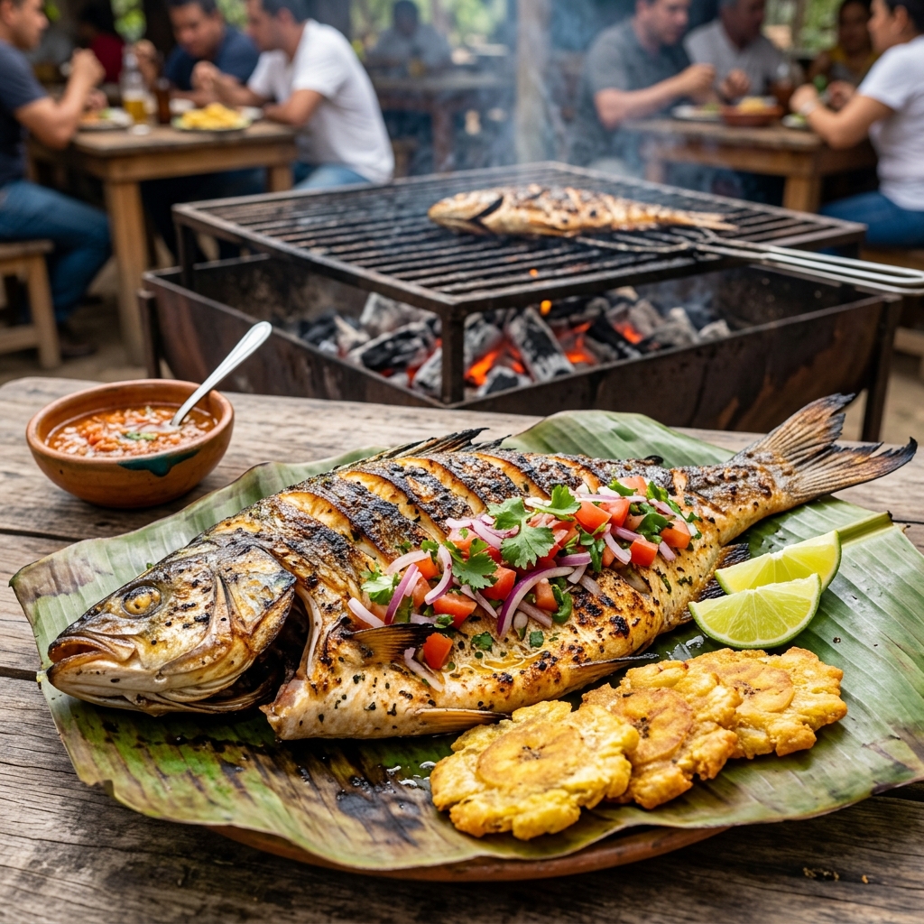 Bocachico Asado a la Brasa del Río Magdalena