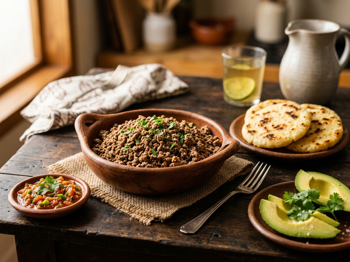 Carne en Polvo Paisa Tradicional para Bandeja y Arepas