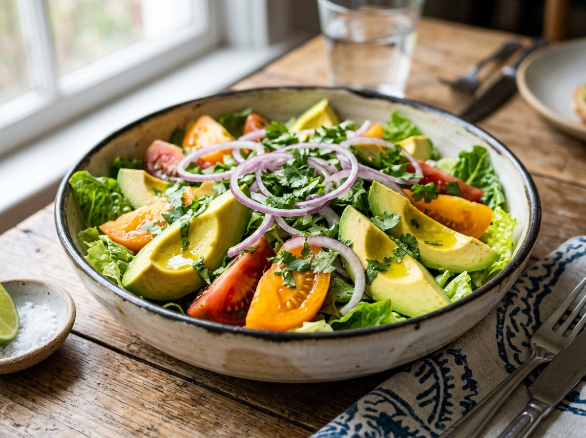 Papa pastusa al vapor con cáscara, mote de maíz y ensalada de lechuga con limón.