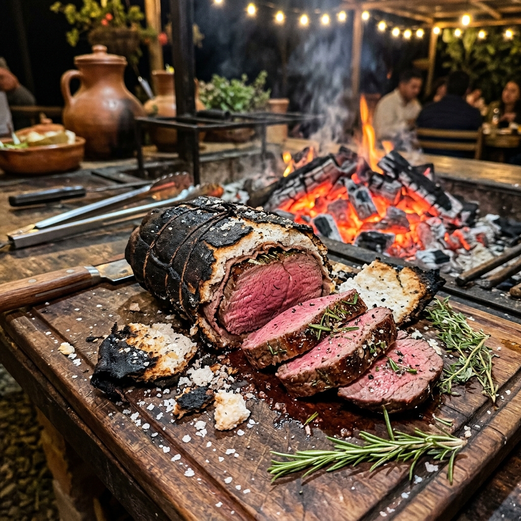 Lomo al Trapo a la Sal Marina Tradicional en Fuego Vivo