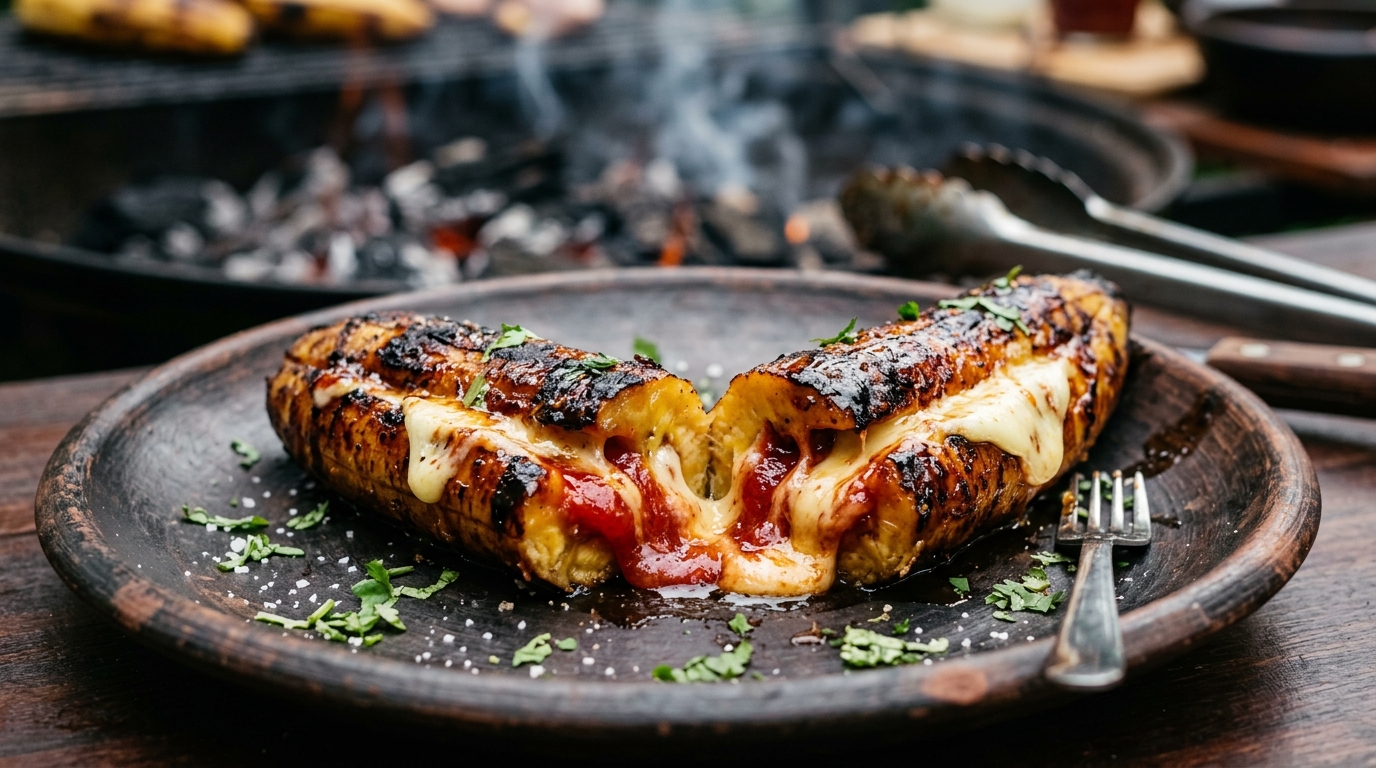 Plátano maduro con queso y bocadillo