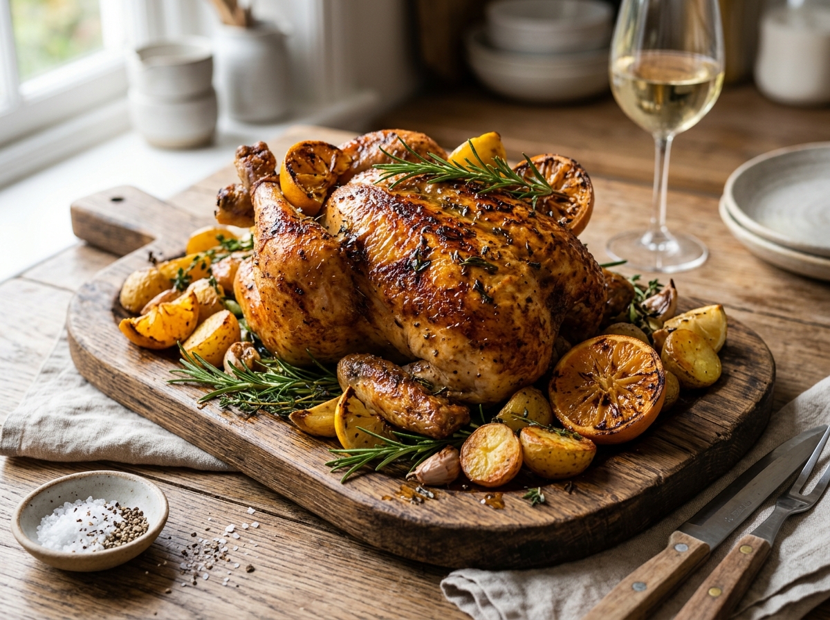 Pollo Asado Criollo con Adobo Tradicional de Cerveza y Tomillo