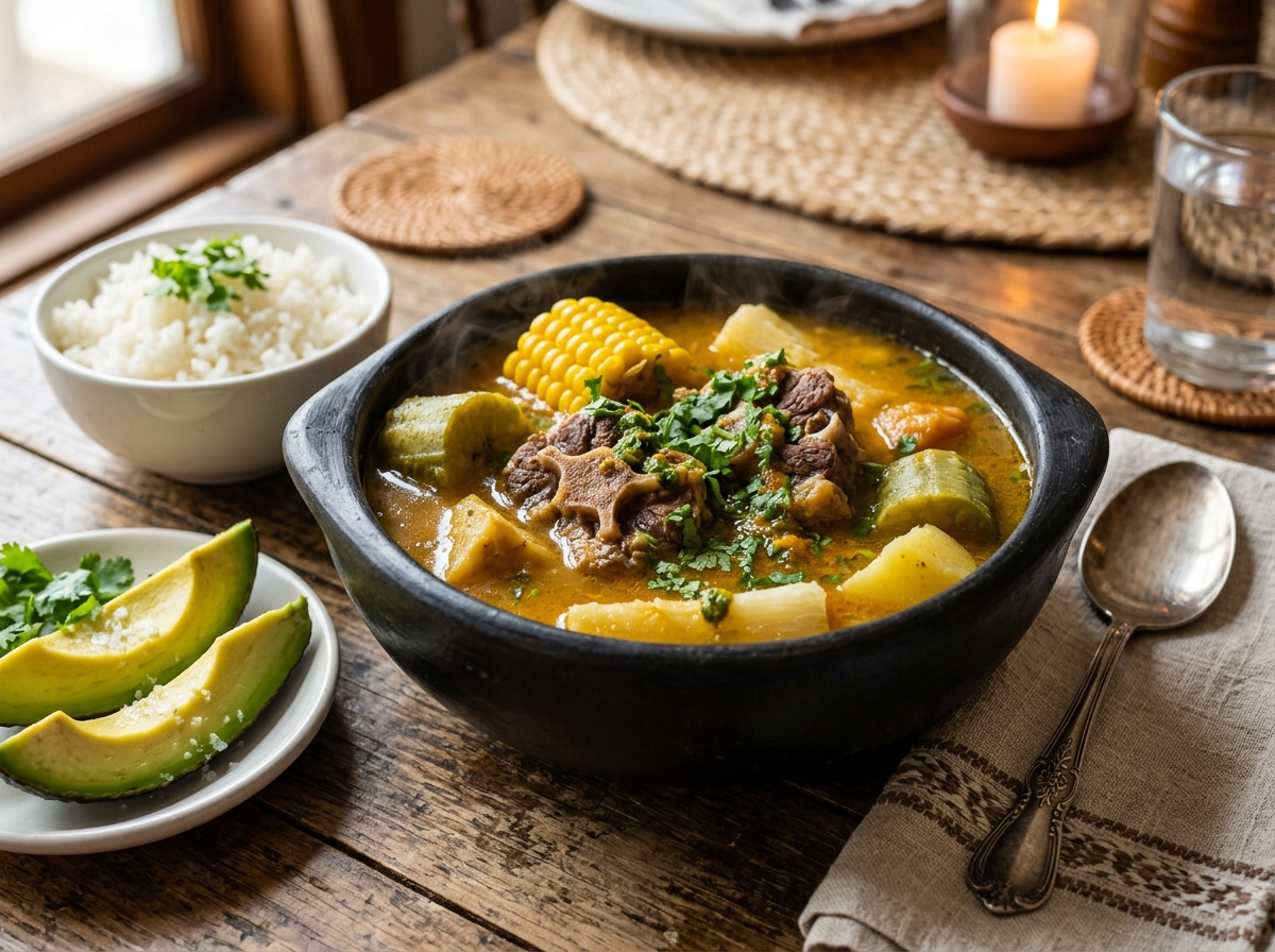 Sancocho Trifásico Tradicional de Res, Pollo y Cerdo al Caldero