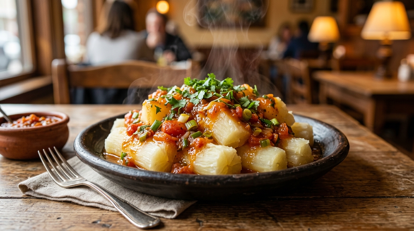 Yuca suave con hogao criollo